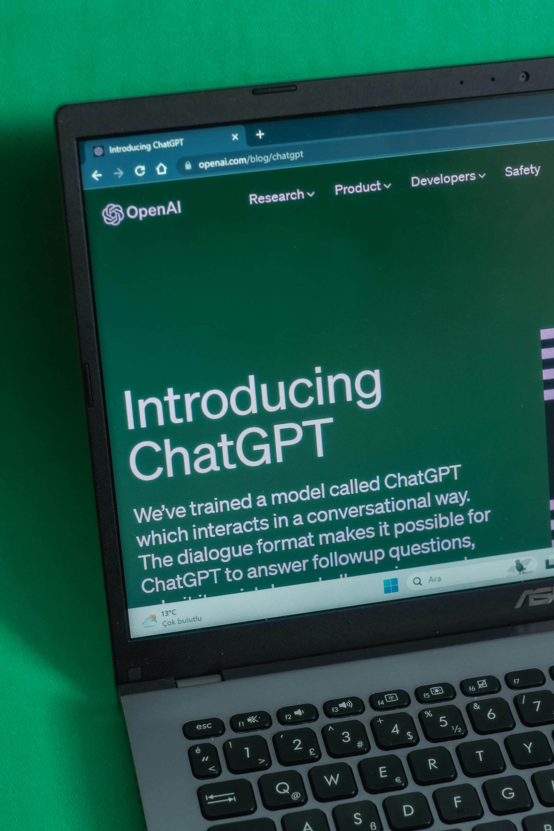 Laptop displaying an AI chat interface representing Cotes Code improving AI search visibility for businesses in Grand Rapids, Ada, and surrounding West Michigan