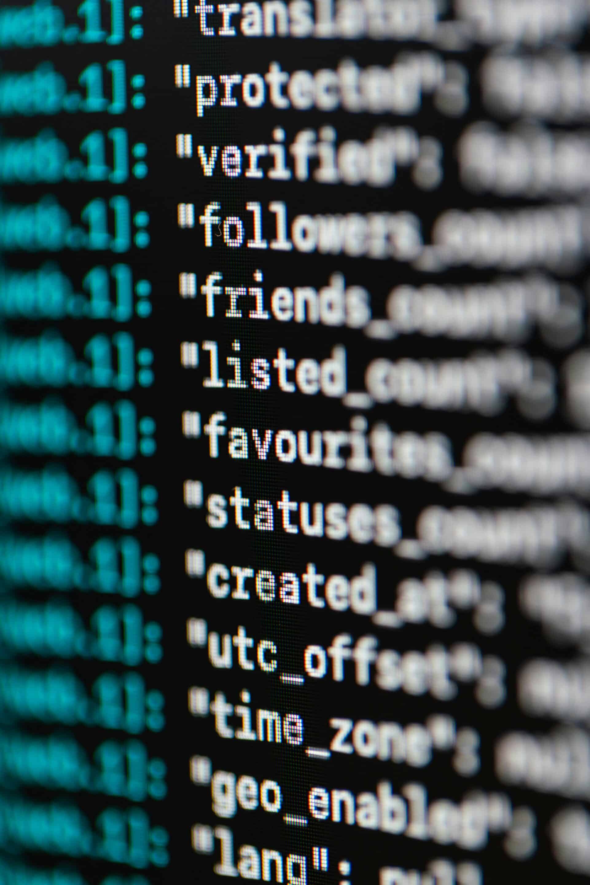 Close up of computer code on a screen representing Cotes Code optimizing large language model understanding for businesses in Grand Rapids, Ada, and surrounding West Michigan